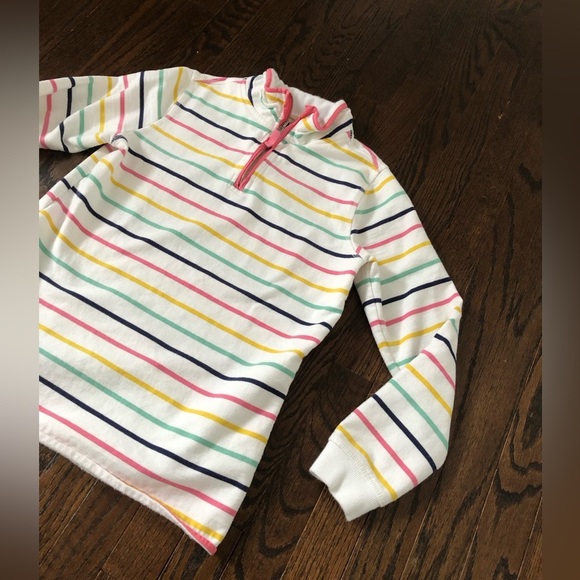 WoolOvers Women’s S Organic Cotton White Striped 1/4 Zip Pullover w/Pockets -EUC - Picture 3 of 11